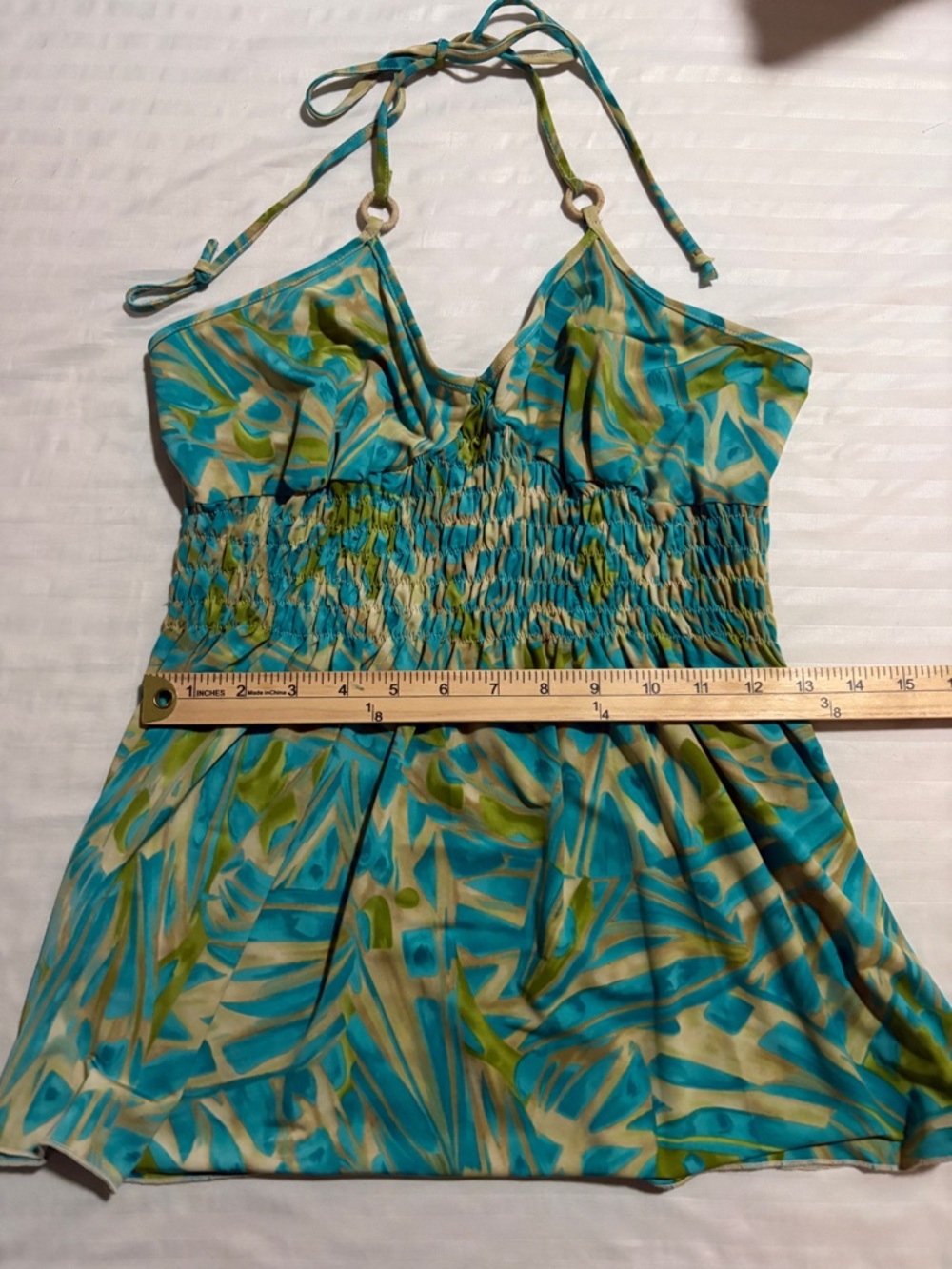 Vintage Tropical Blue Green Halter Top “Going-out top”